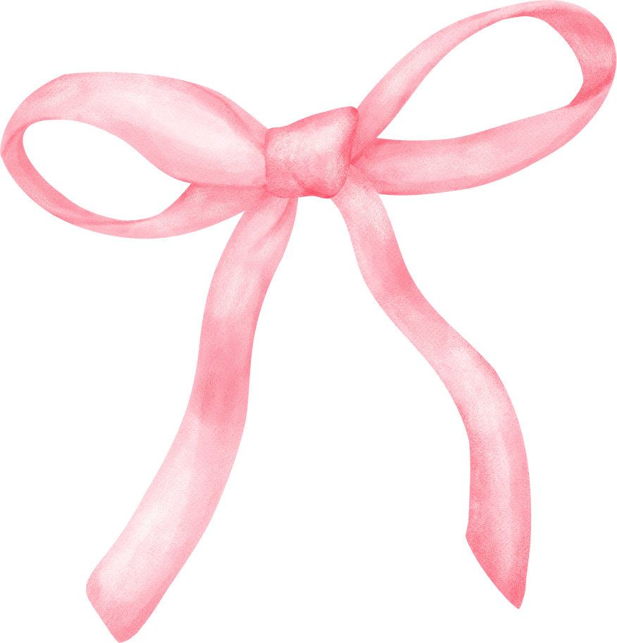 Pink Coquette ribbon bow watercolor